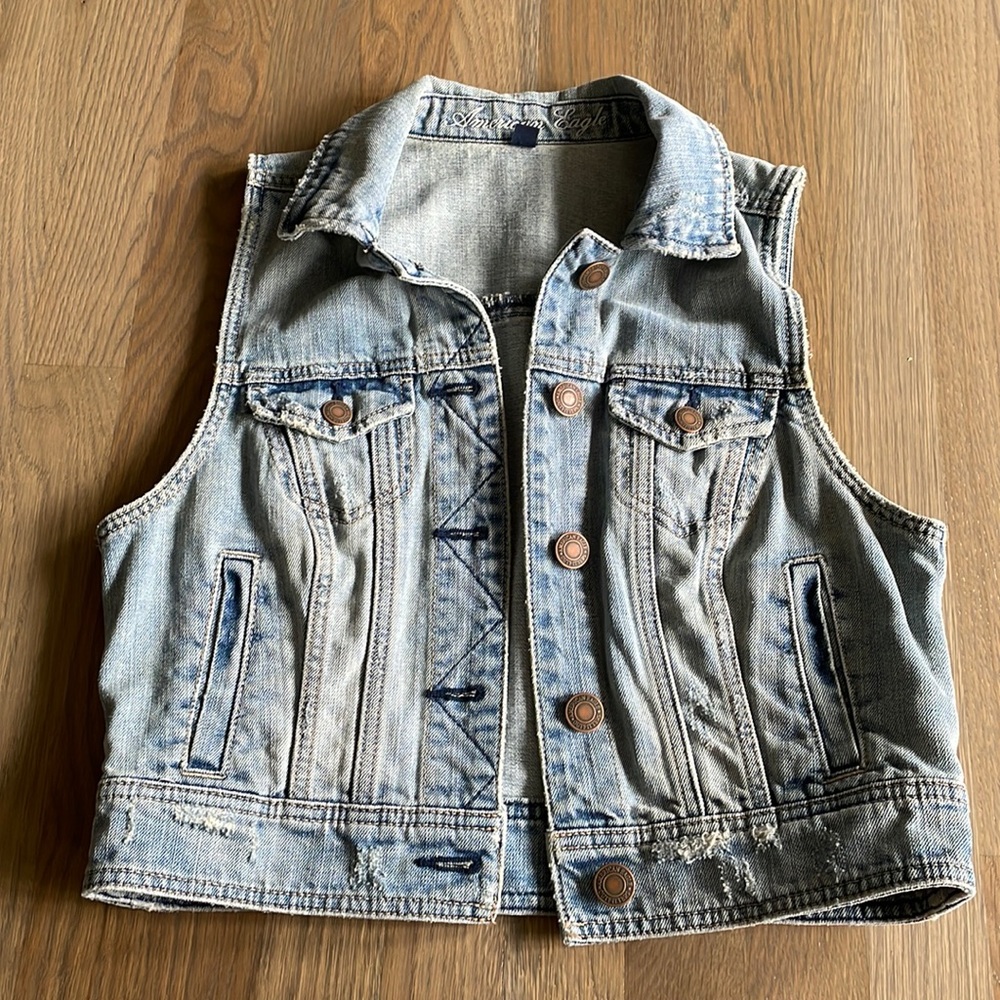 Distressed Denim Jean Vest